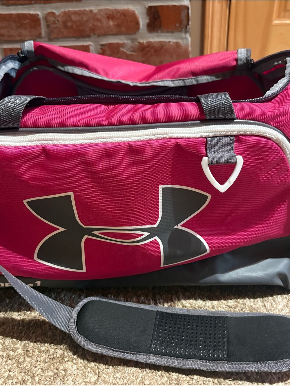 Under Armour Hot Pink and Gray Gym Duffle
